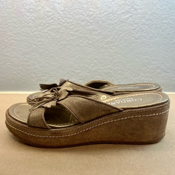 CORDANI WEDGE SANDALS FLOWER METALLIC GOLD SIZE 39 - Picture 5 of 5